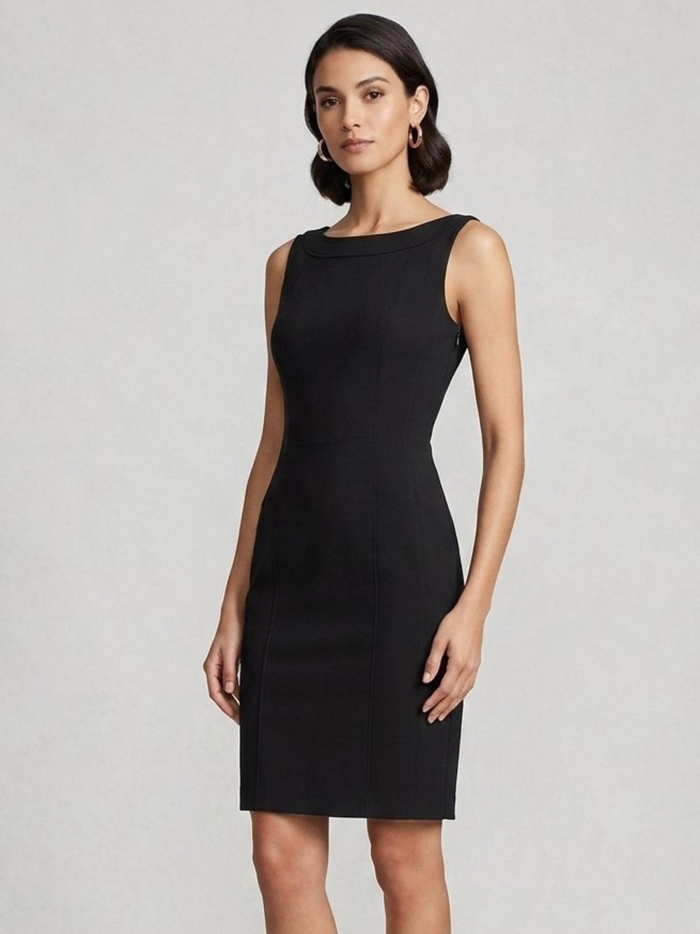 WHBM Black Sheath Dress Size 2 Structured Workwear Little Black Dress NWOT